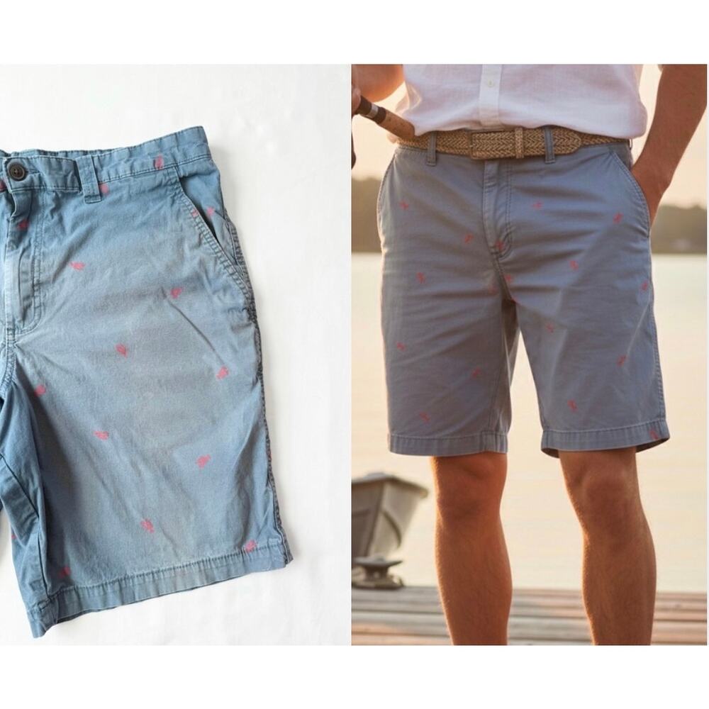 Magellan Outdoors Blue Fish Lobster Print Canvas Shorts 34W